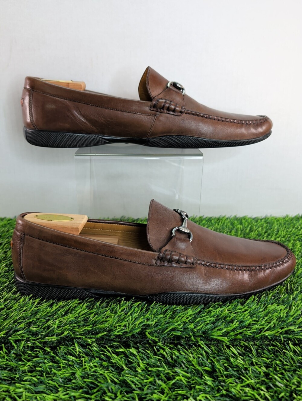 PETER MILLAR 'Leather Bit Loafers' Mens Brown Slip-On Driving Shoes - Sz 13M